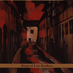 dark old world street in dark browns and reds