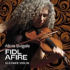 Nice shot of Svigals playing violin, 'afire,' inoffensive typography